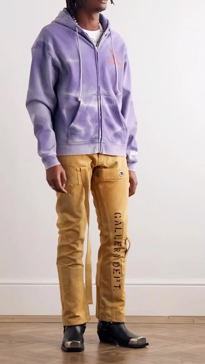 The same style as the owner GALLERY DEPT. FRENCH ZIP HOODIE water corrugated French zipper hoodie Sunshine washed purple Washed purple S-XL Ready-to-wear dyeing Hand-sewn gun-sprayed horse faded Washing super heavy work Mold customization with G LOGO zipper
